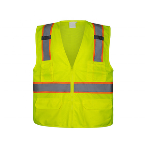 Ansi Class 2เสื้อกั๊กสะท้อนแสง2สีสีเหลือง, เสื้อกั๊กตาข่ายระบายอากาศได้เทปสะท้อนแสง2นิ้วมีซิปปิดปรับแต่งโลโก้ได้ - Product Image 6