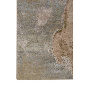 พรมขนสัตว์และไหมไผ่ถักมือสีเบจและสีน้ำตาล ขนาด 9x12 ฟุต รูปทรงสี่เหลี่ยมผืนผ้า สำหรับห้องนั่งเล่นหรือทางเดินในบ้าน-AKWB-13049 - Product Image 4