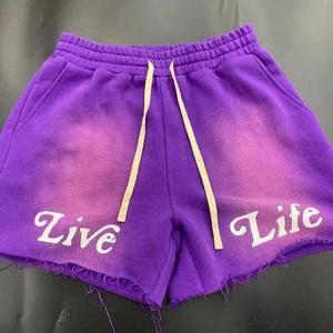 Logo personnalisé de haute qualité 100% coton Shorts pour hommes lourds Broderie en détresse Lavage à l'acide Shorts Shorts pour hommes - Product Image 3