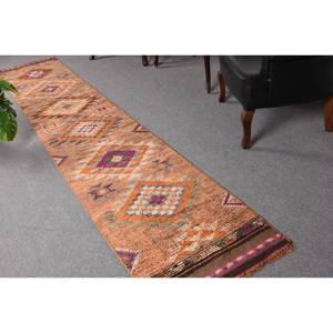 Kilim พรมขนสัตว์ถักลายเรียบสีน้ำตาลส้ม2 x 11.5ft, พรมในห้องนั่งเล่นสไตล์ตุรกีการเย็บปะติดปะต่อกันรูปแบบกองกำมะหยี่ลาเท็กซ์สำหรับใช้ในห้องโถง - Product Image 1