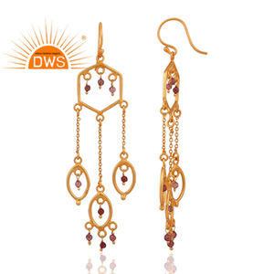 Cadena de diseñador de turmalina chapada en oro de Plata de Ley 925, pendiente de araña largo, joyería, Colección clásica - Product Image 3