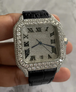 Reloj de Lujo para Hombre con Movimiento Mecánico ETA, Esfera Rectangular, Correa de Acero Inoxidable, Personalizado con Diamantes Moissanite - Product Image 4