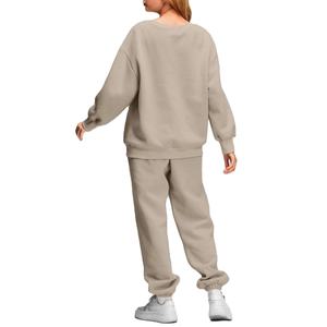 Survêtement Streetwear surdimensionné unisexe en molleton de coton épais respirant et solide ensemble de pantalons de survêtement à capuche tenue d'hiver décontractée 2-en-1 - Product Image 2