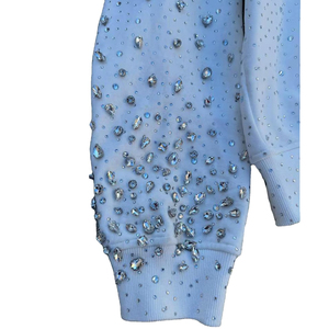 Nouveau sweat à capuche zippé élégant pour homme avec strass, streetwear décontracté, 100% coton molletonné, épaules tombantes, logo personnalisé pour unisexe - Product Image 2