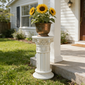 樹脂製ローマ風柱台座 - クラシックなヨーロッパスタイルのフラワースタンド（庭の装飾用）、結婚式の小道具用装飾柱 - Product Image 3