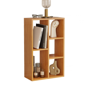 Estantería de bambú de 5 cubos de Mónaco elegante y moderna, diseño Modular resistente para dormitorio, hogar, oficina, sala de estar, taller, comedor - Product Image 1