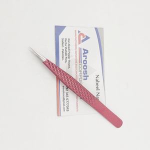 Pince à épiler d'extension de cils en fibre de volume de beauté personnalisée en gros Isolation de paillettes rouges Poignée pointue en diamant en acier inoxydable - Product Image 6