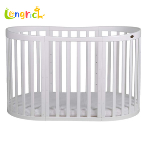 8-in-1 Oval <strong>Natural</strong> Wood Baby Bed Set Complete Growing Cot 7-in-1 Features Cot Mattress Changing Unit Side Bed For Bedroom Use - Product Image 3