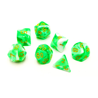 Jeu de dés polyédriques en résine à bords tranchants pour RPG Dungeons & Dragons, logo personnalisé, écologique, poids équilibré, 7 pièces, vert rose