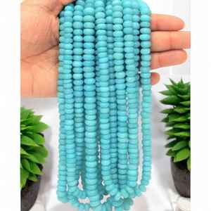 Natural <b>Turquoise</b> Blue Opal Smooth <b>Beads</b> Strand 15 Inch 7mm to 10mm Loose Gemstone <b>Beads</b> for Jewelry Making Bulk Wholesale India - Product Image 4