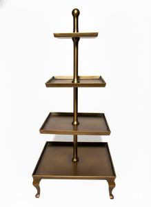 Support à gâteau moderne à 5 étages en métal bronze, tour de présentation de cupcakes ronde de luxe, piédestal à dessert pour mariage, plateau de service de pâtisserie - Product Image 2