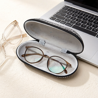 Étui de protection portable pour lunettes de vue en tissu écossais avec logo personnalisé de haute qualité, fermeture éclair rigide en EVA