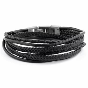 Elegante pulsera de cuero Pulseras de cuero de color negro y rojo Fabricante de calidad premium Mayorista Precio muy barato - Product Image 5