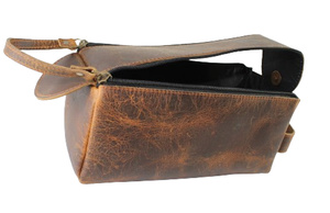 High Quality Genuine Leather Toiletry Bag Travel Shaving Dop Kit for Men Bathroom Toiletries <b>Organizer</b> Bags - Product Image 3