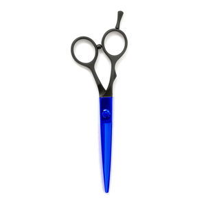 Ciseaux de coiffeur pour la coupe de cheveux personnalisés 5.5 pouces couleur bleue enduite lame droite tranchante salon de beauté ciseaux à cheveux - Product Image 6