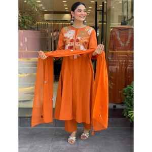 NUEVO LANZAMIENTO: Kurta para Mujer de Diseñador, con Pantalón y Dupatta, Tela de Algodón Puro Mul, Bordado, para Fiesta, Reversible, Casual, para Todas las Temporadas - Product Image 1