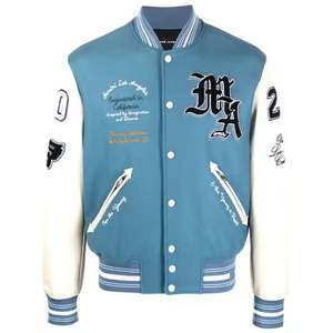 Vente en gros de vestes pour hommes avec broderie en chenille personnalisées Blouson bombardier à manches en cuir vestes d'université Letterman de baseball - Product Image 5