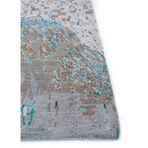 Tapis abstrait noué à la main en laine et soie de bambou Manchaha, bleu, rectangulaire, motif puzzle, pour la maison, le salon, le couloir, modèle Le-5077 - Product Image 4