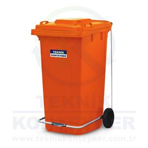 Conteneur de déchets en plastique orange de luxe de Offre Spéciale 240L pédale meilleur produit capacité de déchets extérieure de haute qualité debout - Product Image 3