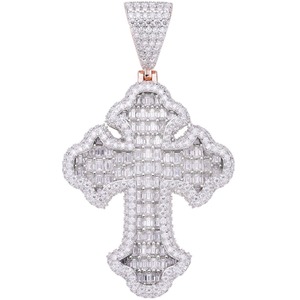 จี้เพชรรูปกากบาท D'VINS JEWELS ทอง 14K เพชรทรงกลมเจียระไนแบบเหลี่ยมบริลเลียนท์ ได้รับการรับรองจาก GIA เหมาะสำหรับทั้งชายและหญิง เครื่องประดับฮิปฮอป ของขวัญ - Product Image 3