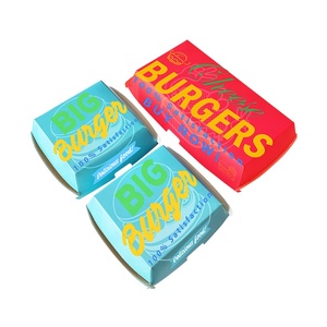 Cấp thực phẩm đôi bánh mì kẹp thịt hộp giấy giá rẻ tùy chỉnh các tông giấy bản lề Nắp bánh hamburger hộp biểu tượng tùy chỉnh vỏ sò <span class=keywords><strong>Burger</strong></span> hộp - Product Image 2
