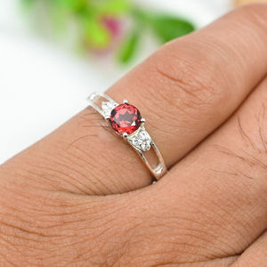 Belle bague de fiançailles fantastique grenat Cz en argent sterling 925 bijoux minimalistes fins bagues de cadeau d'anniversaire de mariage pour elle - Product Image 2