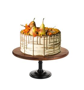 Soporte de pastel de madera Plato de pastel de acacia de 12 pulgadas Exhibición de mesa de postre de madera Soportes de pastel de boda rústicos con plato grueso - Product Image 1