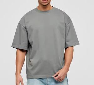 T-shirts lourds 100% coton de haute qualité pour hommes surdimensionnés motif solide coupe ample imprimé tissu tricoté - Product Image 1