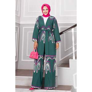 ชุดสูท2ชิ้นสีกากีสำหรับผู้หญิงผ้าวิสคอสดีไซน์ลายปาล์มที่สลับซับซ้อน - Product Image 5