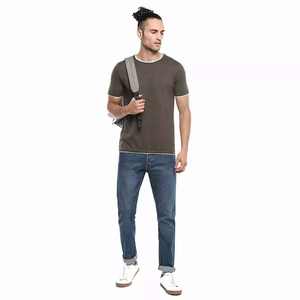 Camiseta de Alta Calidad, 300gsm, Corte Recortado, Algodón/Fibra de Bambú, Estilo Urbano, Corte Regular, Diseño a Cuadros, Transpirable, Manga Corta, para Hombre - Product Image 4