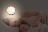 Lampe de nuit LED portable mini ronde blanche moderne à brancher en ABS, économique, pour chambre à coucher, chambre d'enfant, couloir – Offre spéciale