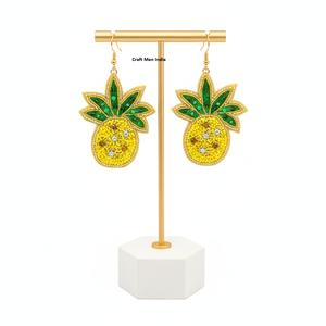 Boucles d'oreilles pendantes pour femmes, faites à la main, en perles de rocaille, motif arbre de Noël et étoile, bijoux fantaisie, collection Noël 2025 - Product Image 2
