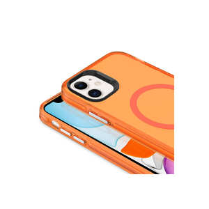 Netzy SAFA pour MagSafe Compatible Coque de protection rigide transparente givrée C-Pro pour iPhone 11 13 Pro Max XR 14 Plus-Orange - Product Image 4