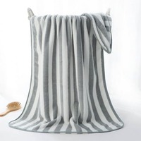 Ensemble de serviettes de bain rectangulaires en microfibre tissée, rayées, très absorbantes, séchage rapide, écologiques, douces, style cabana, pour plage, adultes, hôtel