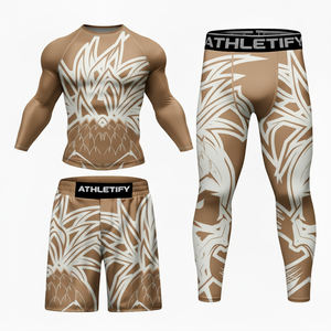 Conjunto de Entrenamiento de Compresión Sublimado Ultimate para Hombre, Camiseta de Compresión, Pantalones Cortos y Mallas Transpirables de Secado Rápido para Fitness, MMA, Running y Gimnasio - Product Image 1