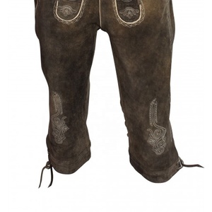 Lederhosen bavaroises authentiques pour hommes, marron, longues, effet vieilli, avec braguette boutonnée, haute qualité, Kneibund, été - Product Image 4