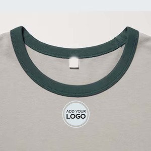 Camiseta de algodón con logotipo personalizado AIRism para hombre, camiseta de media manga con cuello de timbre y hombros caídos, camisetas holgadas sólidas básicas - Product Image 3