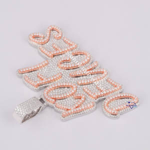Luxurious 14K White & <b>Rose</b> <b>Gold</b> Plated Rapper Style <b>Pendant</b> Fully Iced out Hip Hop with Lab Grown Diamond Passes Diamond Tester - Product Image 3