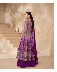 Taille libre cousu véritable georgette style pakistanais gharara anarkali costume avec travail brodé parfait pour la saison des mariages - Product Image 4