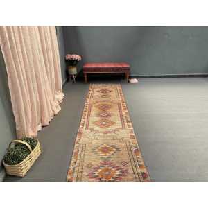 Tapis turc vintage Herki 2,6x11,4 pieds, tapis de couloir marron camouflage en laine - Product Image 4