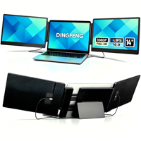 Monitores Portátiles Dobles para Laptop de 14 Pulgadas, Extensor de Pantalla Triple IPS Full HD con Altavoz Integrado para Multitarea Empresarial y Reuniones