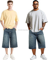 Shorts de Mezclilla para Hombre, Estilo Urbano, Transpirables, de Alta Calidad, Corte Recto Holgado, Ligeramente Elásticos, 100% Algodón