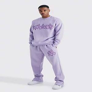 Chándal de sudadera lavado cuadrado de gran tamaño bordado desgastado traje de sudor apilado de alta calidad - Product Image 4