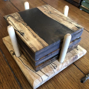 Juego de posavasos de resina epoxi de calidad absoluta con efecto océano decorativo cuadrado redondo posavasos de resina de madera epoxi de Craftsy Home - Product Image 6