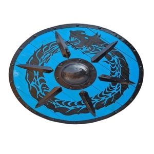 Escudo de dragón redondo vikingo Medieval, escudo de madera artesanal, caballeros vikingos, Valhalla, Escudo de guerrero vikingo para Cosplay - Product Image 1