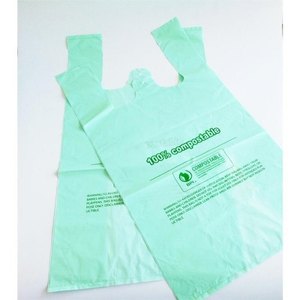 Fécule de maïs écologique imprimée sur mesure sacs de t-shirt biodégradables sac à provisions en plastique organique bio compostable - Product Image 4
