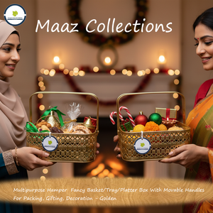 Cesta Decorativa Redonda de Metal Dorado de Lujo con Asa para Regalos y Decoración del Hogar - Product Image 6