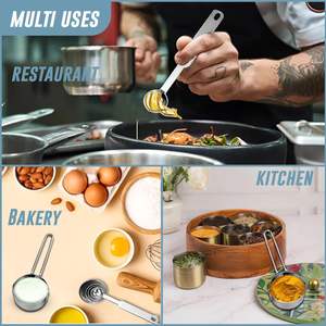 ชุดวัด8ชิ้นคุณภาพระดับมืออาชีพสำหรับการอบทำอาหาร4ถ้วยตวงและช้อนตวง4ชิ้น - Product Image 4