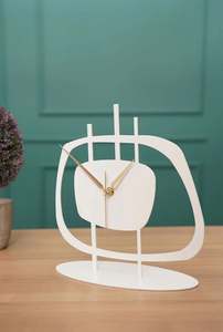 Horloge de table en métal noir or et blanc variations de couleur grand métal massif contemporain métal neutre décor à la maison moderne - Product Image 5