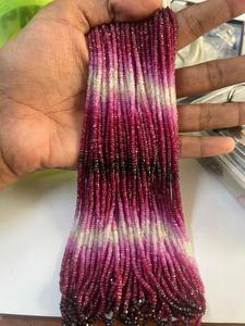 Vente chaude Rubis Naturel Ombré À Facettes Rondelle Forme Perles 3mm-4mm Rubis En Gros Perles De Pierres Précieuses pour La Fabrication De Bijoux Artisanat - Product Image 2